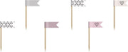 Cupcake Toppers Vlag Roze Zwart Stippen 7cm 6 stuks