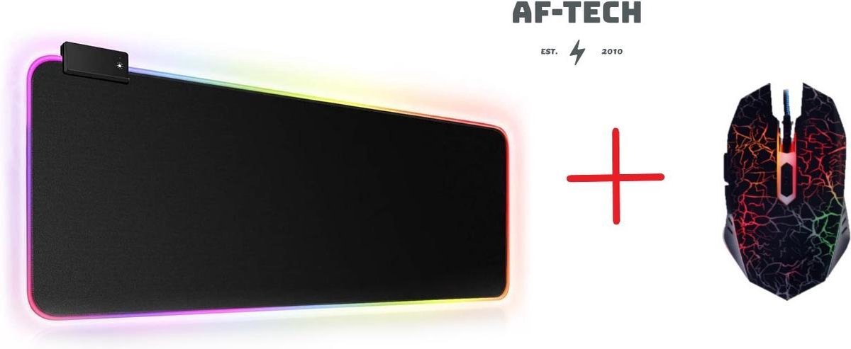 Gaming Muis + Gaming Muismat - XXL - Antislip - LED RGB - Muismat + Muis suprise editon WHITE /  Black )