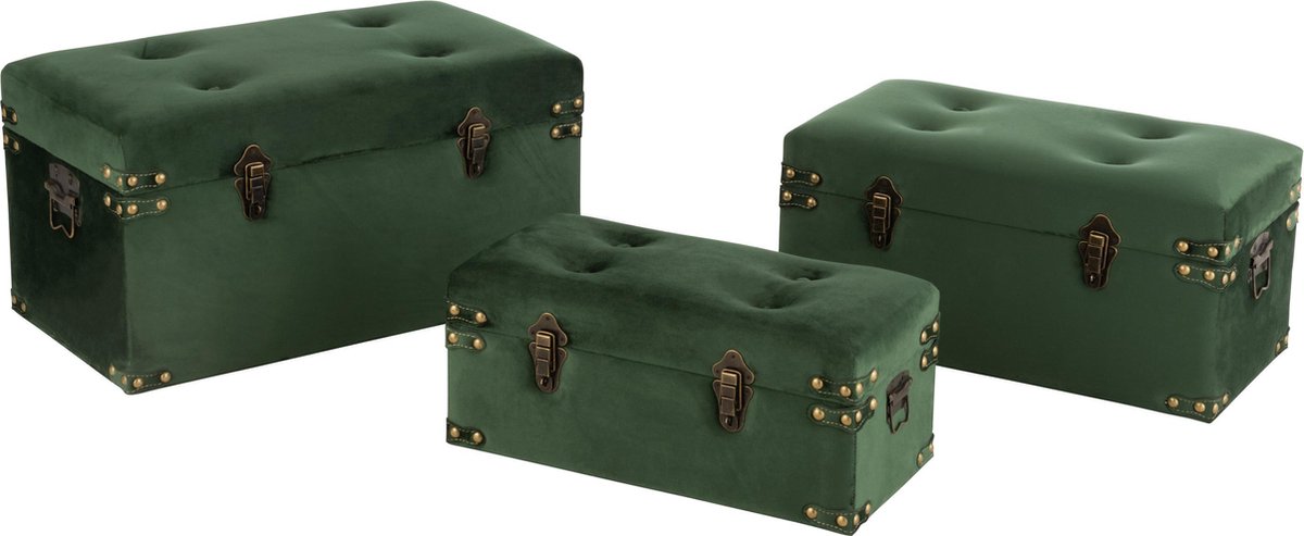 J-Line Set Van 3 Koffers Hoog Velvet Groen Large