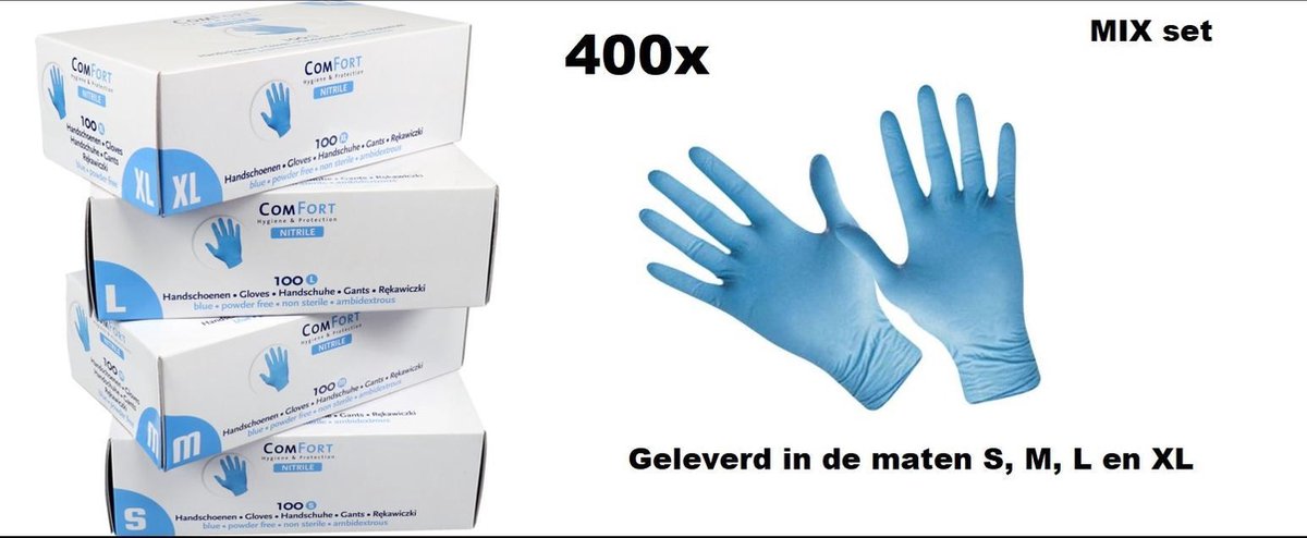 400x Mix Handschoenen nitril blauw mt.S