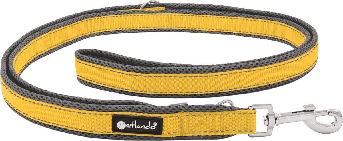 Dressuurlijn Outdoor geel - verstelbare hondenlijn maat S - 230 cm x 1