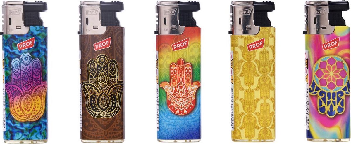 Slidecap aanstekers - Lighters - Prof - 50 stuks - Lucky hand design