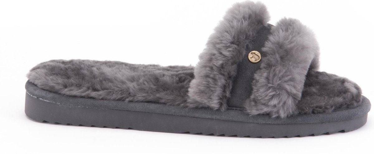 Warmbat Clair Fur Dames Pantoffels - Dark grey - Maat 41