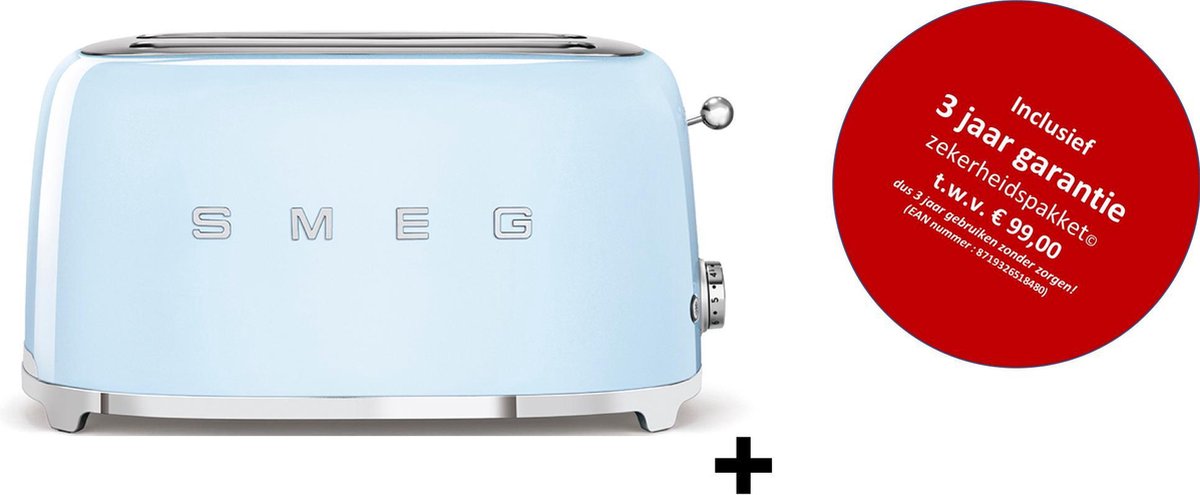 Smeg - TSF02PBEU MkIII - Broodrooster - 4 sneden - Pastelblauw - met drie jaar garantie!