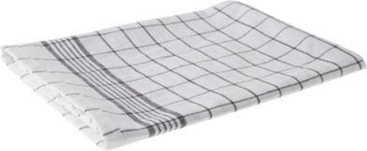 Cosy & Tendy Theedoek geruit - Grijs/Wit - 72x50 cm - 6 stuks