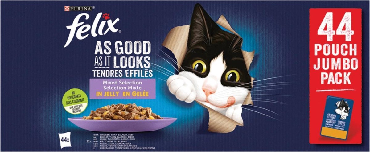 Felix Elke Dag Feest Mix Selectie in Gelei - Kattenvoer - 44 x 85g
