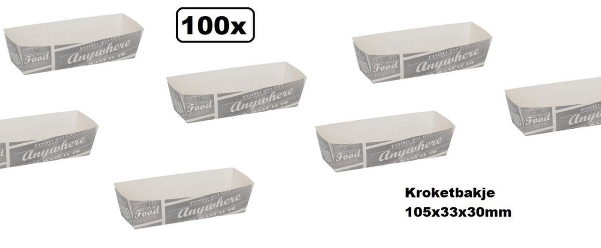 100x Kroketbakje Pubchalk karton - kroket bakje snack broodje carnaval thema feest festival