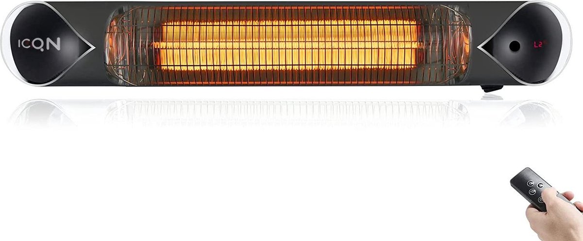 ICQN Infrarood Kachel - 2500 W - tot 24m² - 4 Verwarmingsniveaus - Afstandsbediening  - Terraskachel - IP65-certificering