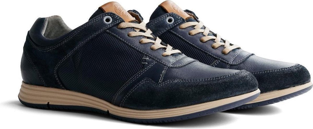 Travelin Corton Leather - Sportieve nette herensneaker - Lichtgrijs leer - Maat 40