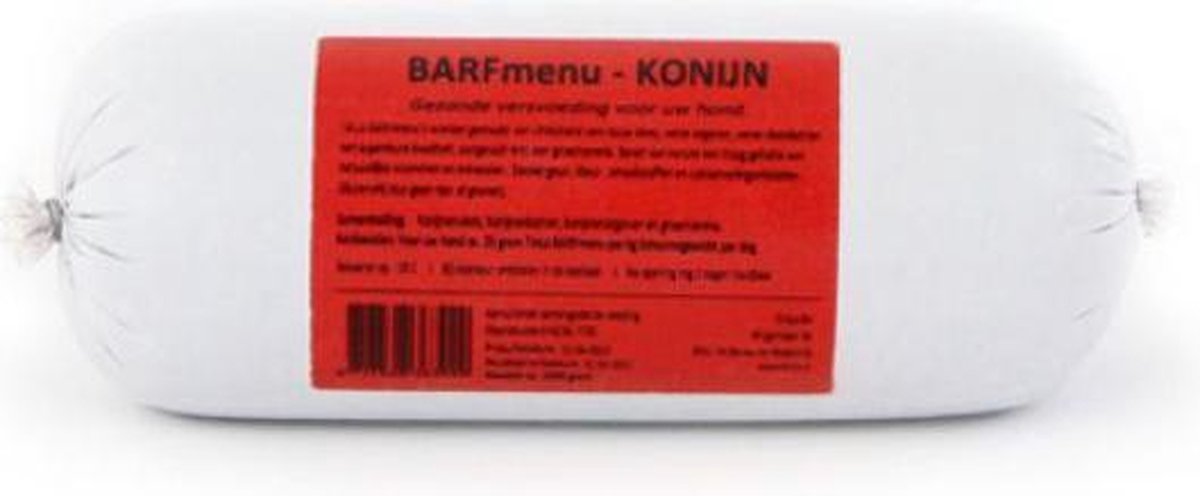 Barfmenu hond konijn hondenvoer 1000 gr
