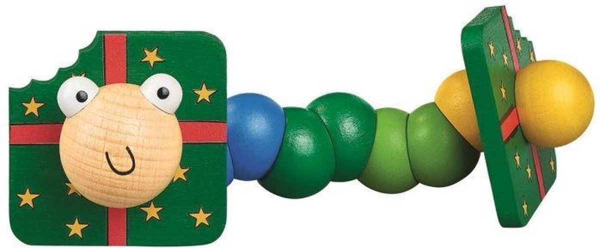 Moses Kerst Houten Rups 17cm Hout Groen
