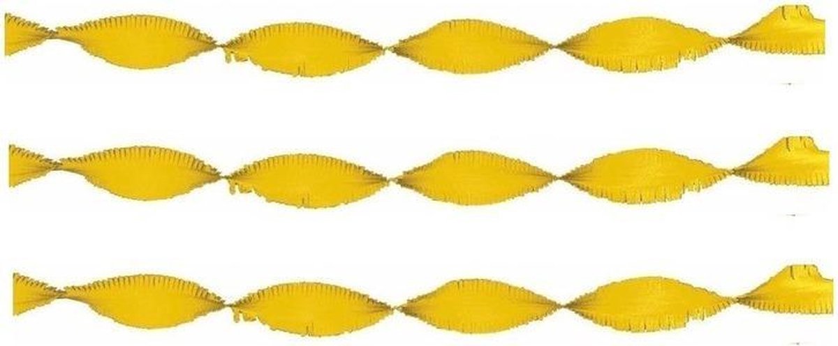 3x Crepe papier slingers 6 meter geel - feestslingers