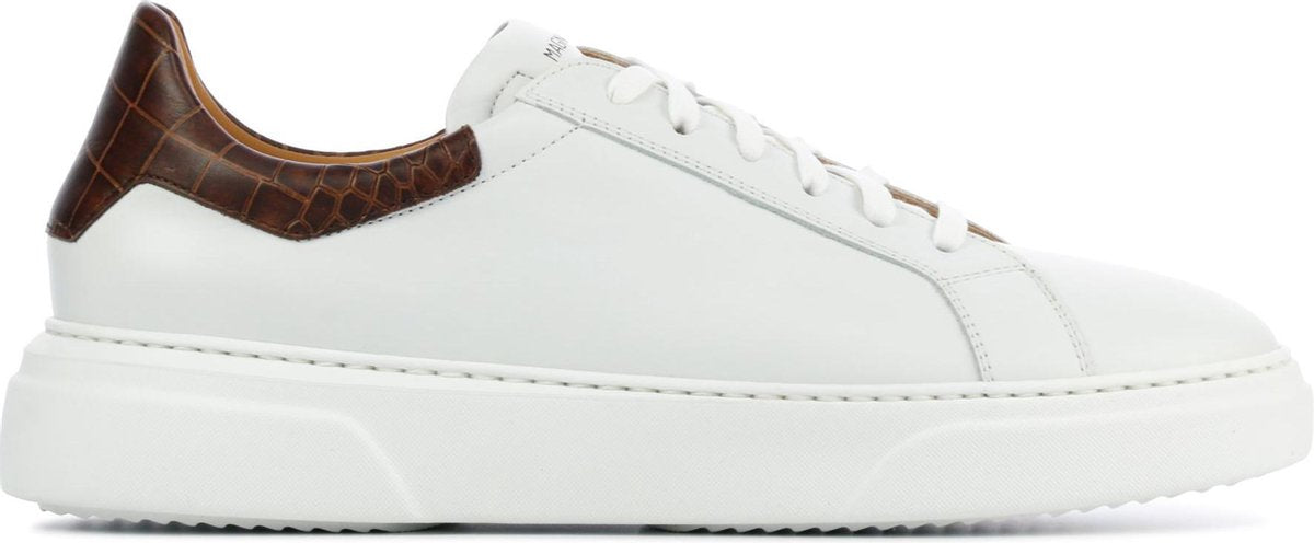 Magnanni Mannen Leren Crocoprint Lage sneakers / Herenschoenen 23825 - Wit - Maat 41.5