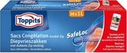 TOPPITS Diepvrieszakken Hersluitbaar - Easy Open + SafeLoc - 1 Liter Zakken x 20 Stuks