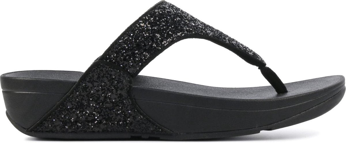 FitFlop  Vrouwen Slippers -  Lulu toe glitter - Zwart - Maat 37