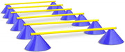 eSAM® - Coördinatie Hordenset - 18 delige Schotel Horden set - Schotel Hordenset - Cone Agility Set - 12 blauwe schotels + 6 gele dwarsstangen - ca. hoogte 16 cm