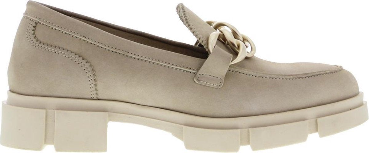 Tango | Romy 19-a beige nubuck loafer chain - beige sole | Maat: 42