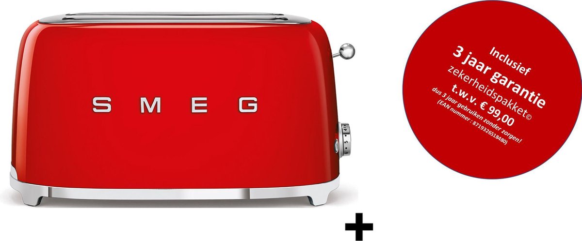 Smeg - TSF02RDEU MkIII - Broodrooster - 4 sneden - Rood
