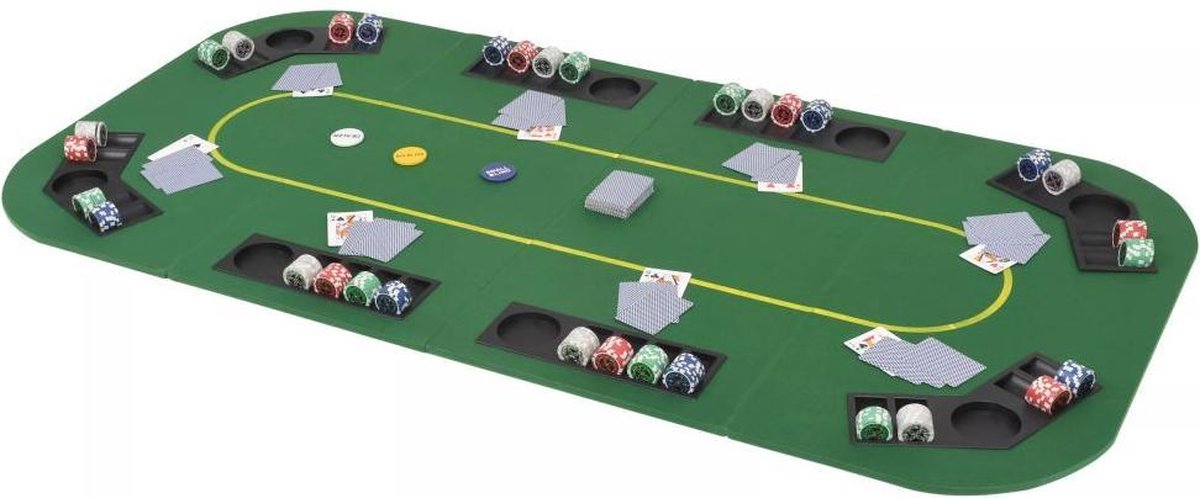 Poker tafelblad voor 8 spelers 4-voudig inklapbaar groen