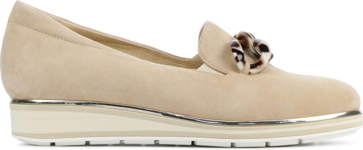 Softwaves Vrouwen Suède Instapschoenen / Damesschoenen / Instapper 7.63.16 - Beige - Maat  39.5