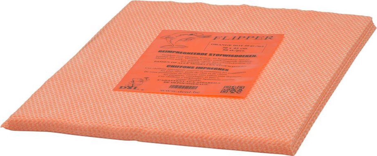 Flipper Geïmpregneerde Stofwisdoeken 50Gr - Orange - 30 x 42cm