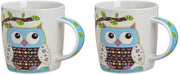 Set van 4x stuks uilen print drink mokken/bekers blauw 300 ml
