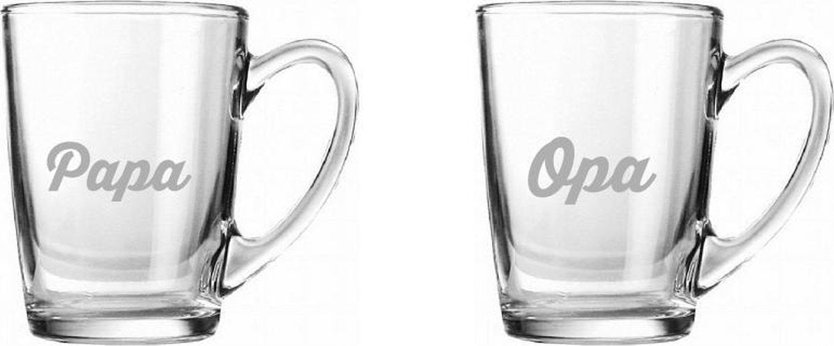 Gegraveerde theeglas 32cl papa+opa