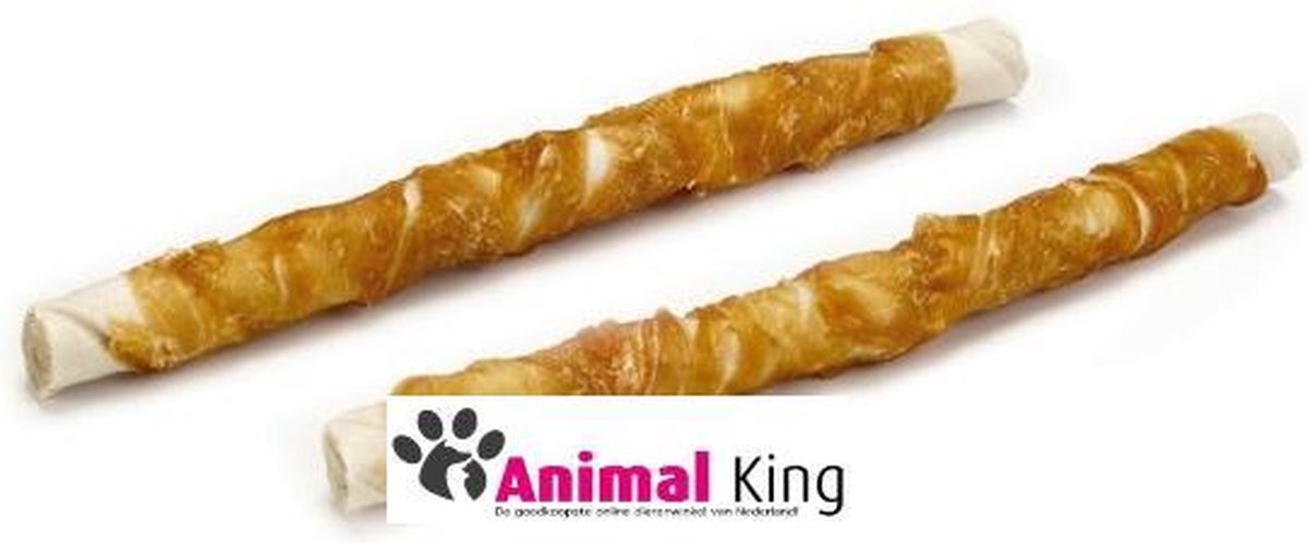 3 x 2 - Kip met runderhuidstick-28cm-hondensnacks kip-Animal King