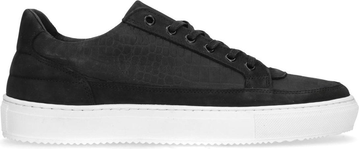 Manfield - Heren - Zwarte sneakers van nubuck - Maat 43