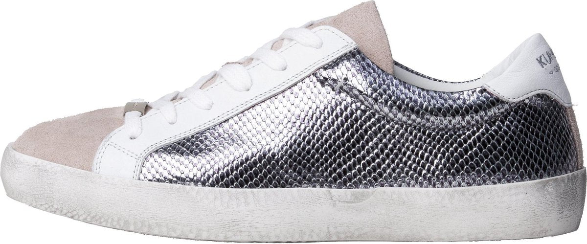 KUNOKA Alex scaly silver - Sneakers Dames - maat 37 - Wit Zilver Ivoor