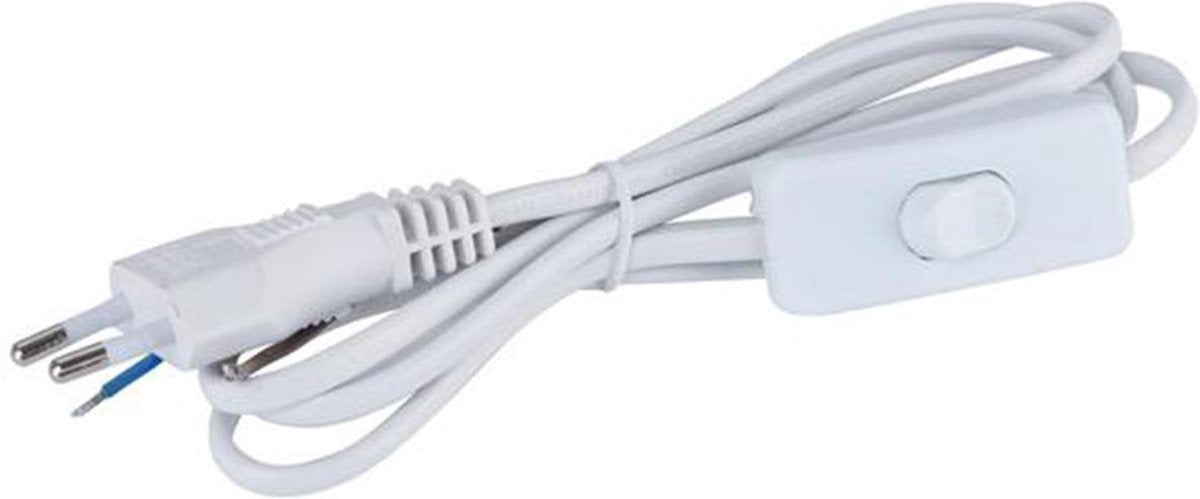 Voedingskabel met Schakelaar - Aigi Entim - 220V - 2 Aderig - 1.5 Meter - Wit - BSE