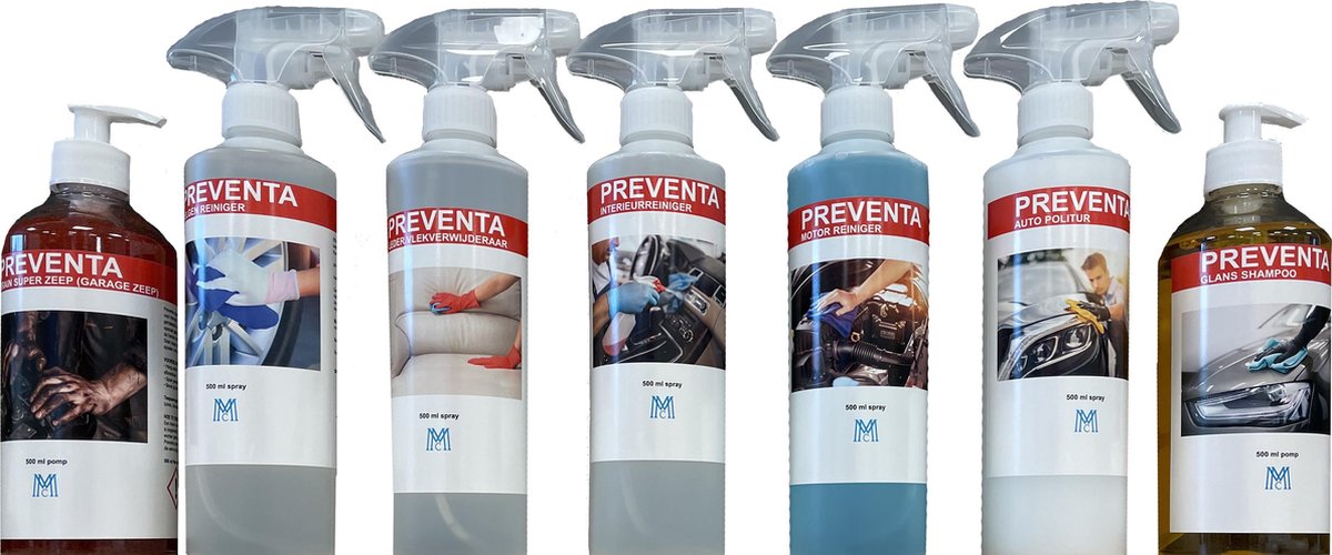 auto reiniger set - onderhoudsset - schoonmaakset - polishing set - 7 delig - Preventa