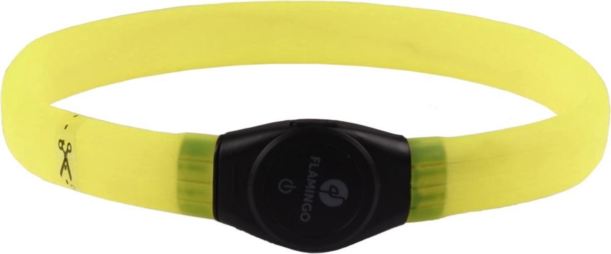 Visio light led halsband jumbo geel 35/64 cm 7 mm Flamingo
