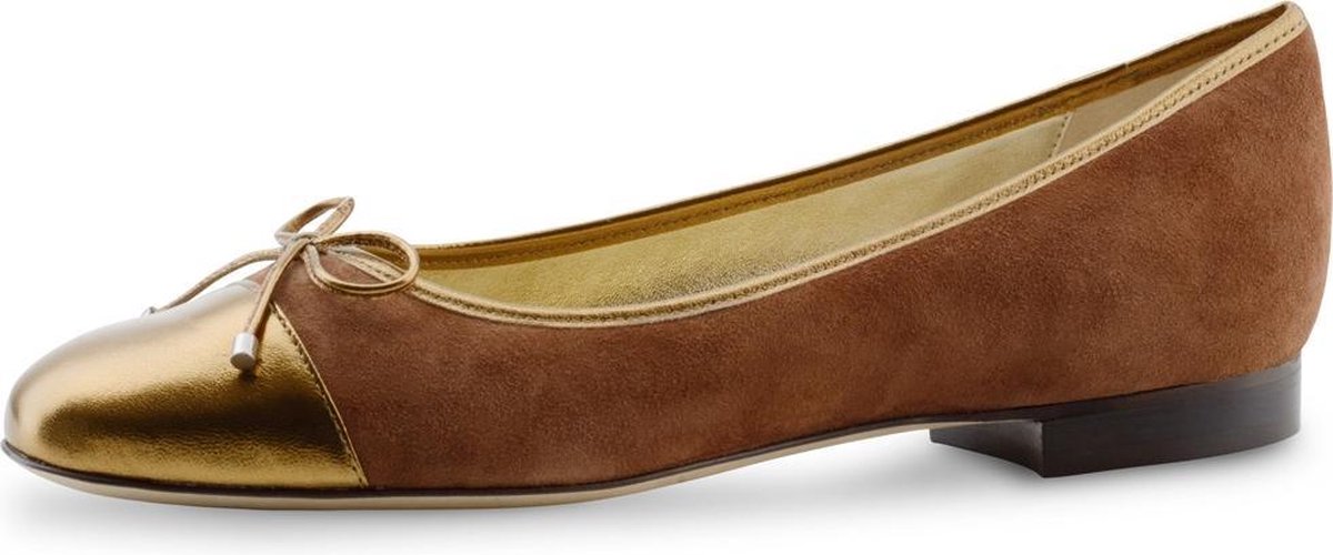 Ballerina's voor Dames – Koper leer – Bruin Suède – Chique Instappers – Werner Kern Juno – Maat 38