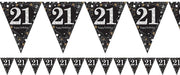 Slinger 'Happy Birthday '21' Zilver Zwart - 4 meter