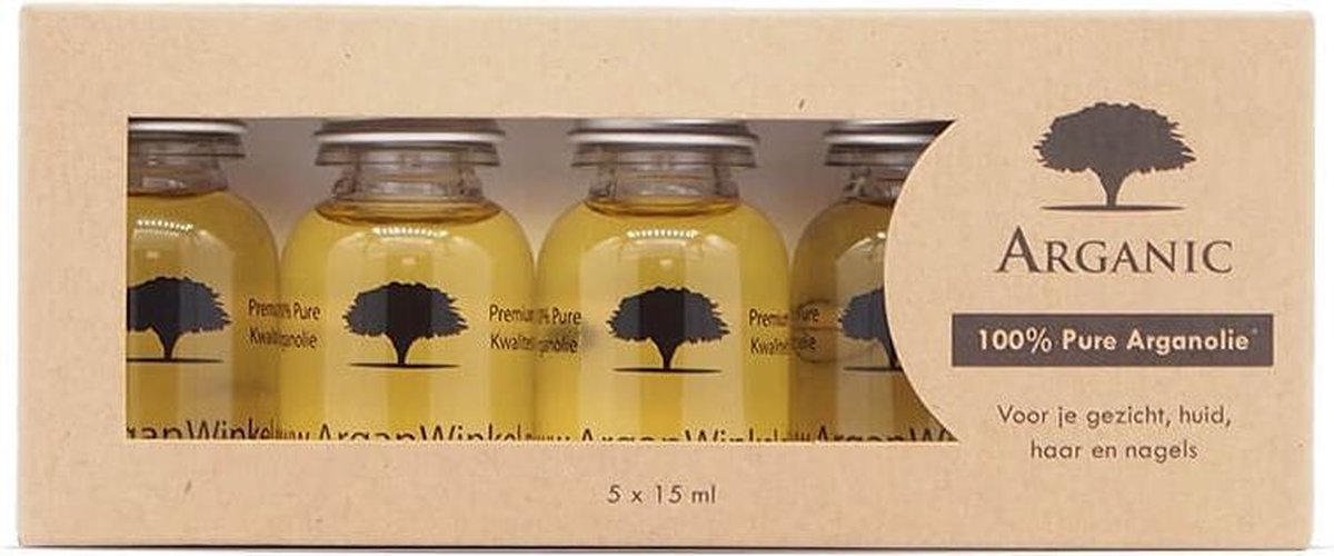 100% Pure & Biologische Arganolie - EcoCert Gecertificeerd - 5 x 15ml Handige Reisverpakking
