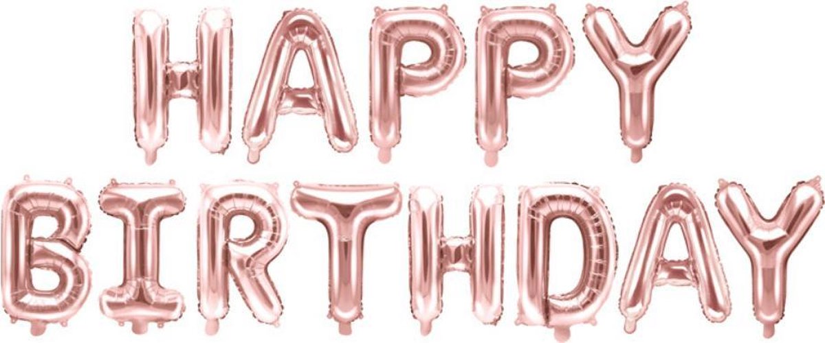 Happy Birthday Folie Ballon Rosé Goud Feestversiering Slinger Decoratie
