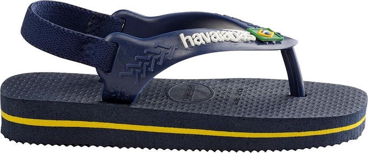 Havaianas Baby Brasil Logo II Jongens Slippers - Navy Blue/Citrus Yellow - Maat 21