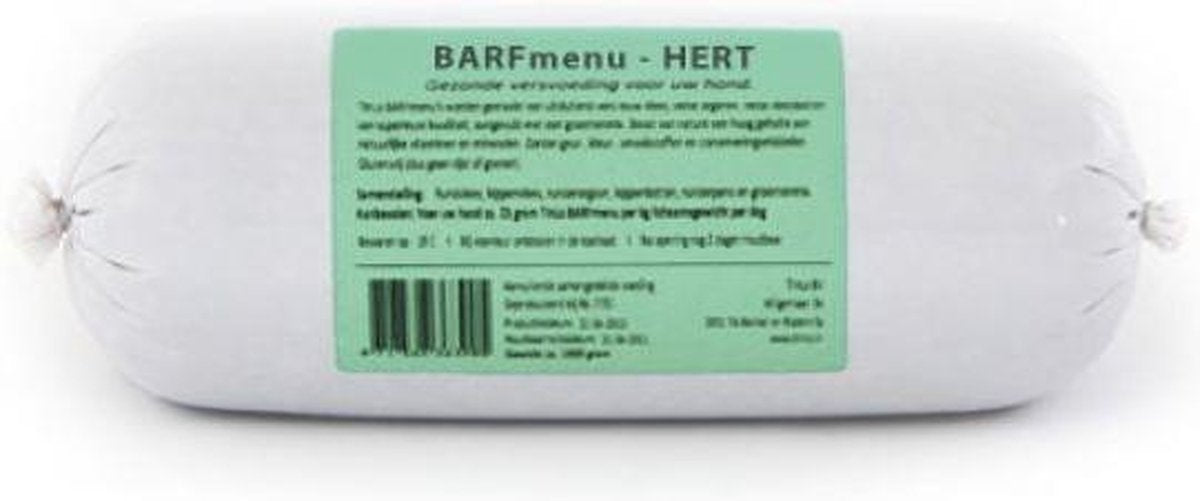Barfmenu hond hert premium hondenvoer 1000 gr