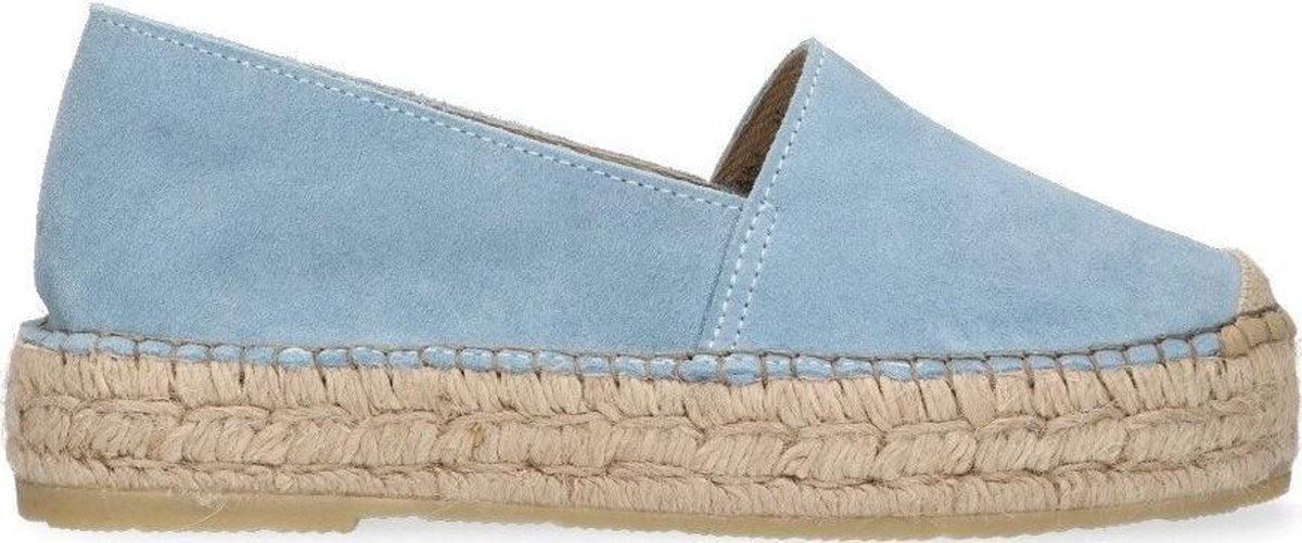 Tango | Vienna 3-c light blue suede espadrille - thick natural outsole | Maat: 41