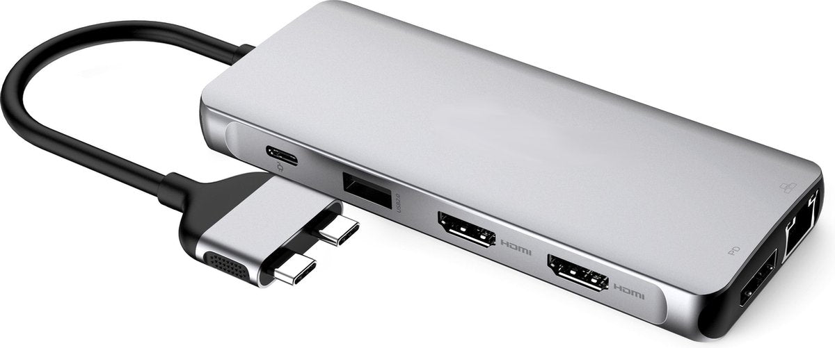 NÖRDIC DOCK-129 Dockingstation voor Macbook Pro - USB 3.1 - HDMI 4K 60Hz - DisplayPort 1.4 - RJ45 - Space gray