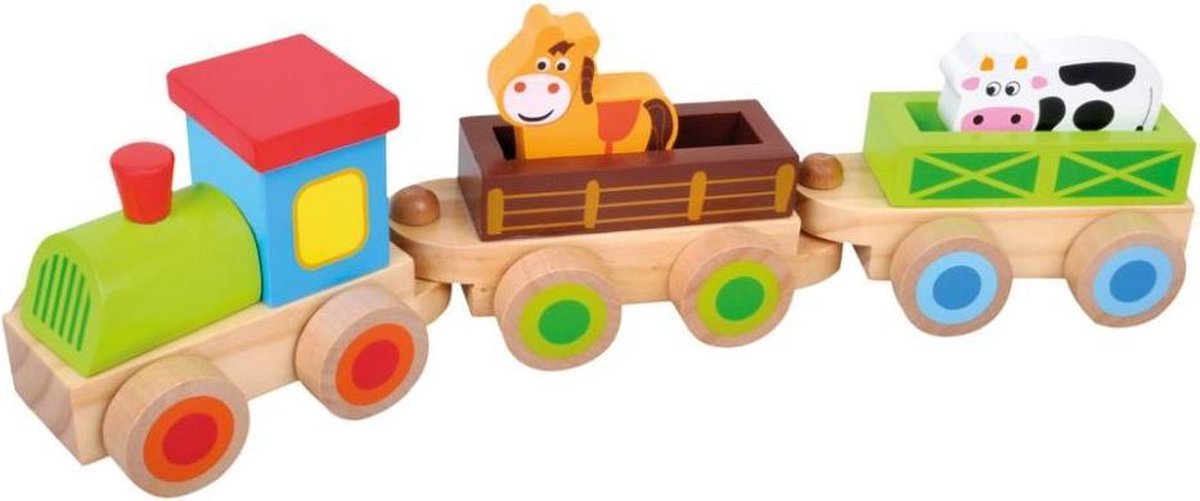 Bino Blokkentrein Dieren Junior 35 X 9 X 7 Cm Hout 7-delig