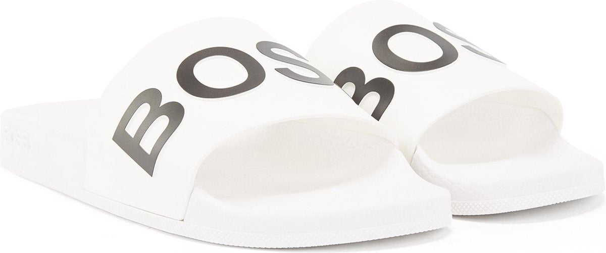 Hugo Boss Slippers - Maat 44 - Mannen - wit - zwart