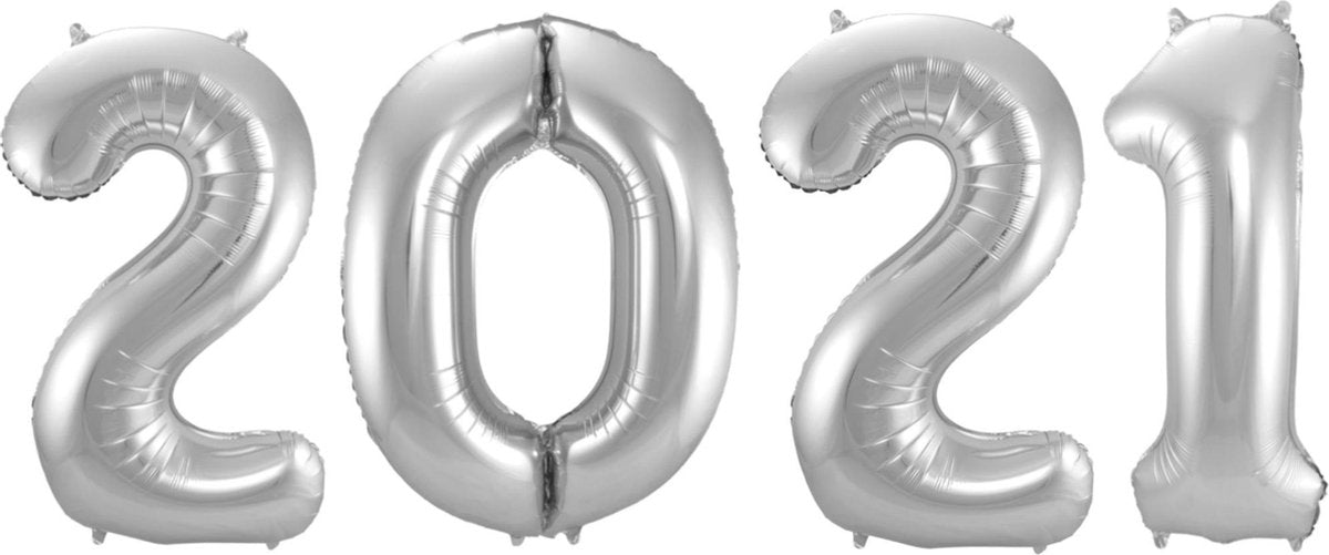 Ballon 2021 Oud En Nieuw Versiering Cijfers Nieuwjaar Zilver 86Cm Ballonnen