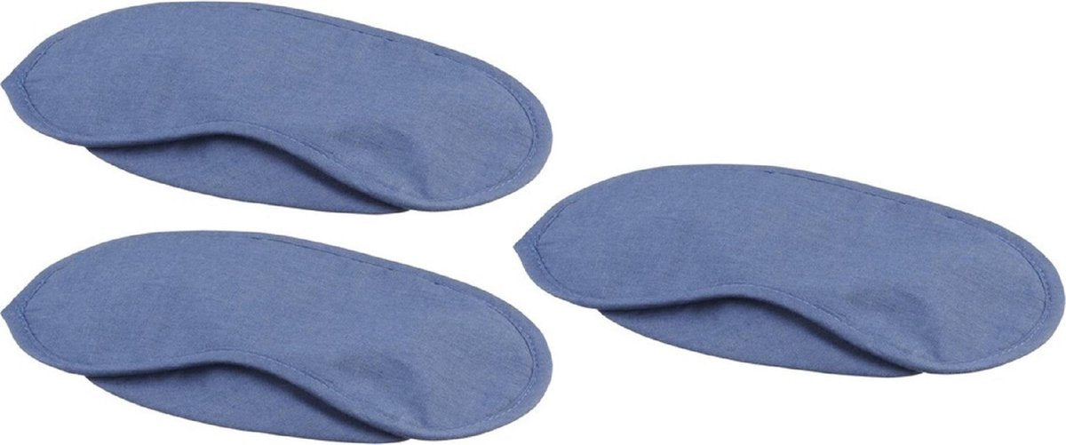 Set van 3x stuks blauw verduisterend oogmasker met 2 banden - Slaapmaskers/Reismaskers - Handig voor op reis/vakantie