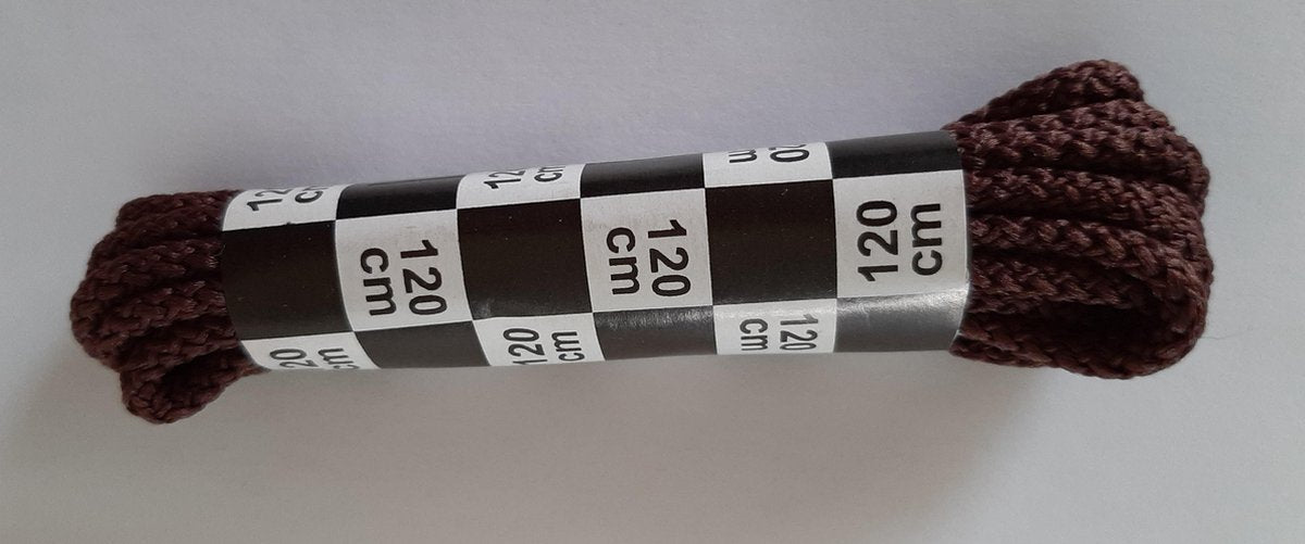 2 paar klassieke ronde veters - bruin - 120 cm - rondgevlochten 4 mm doorsnee - voor sport- wandel en vrijetijds schoenen