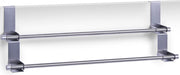 1x Zilveren badkamerdeur handdoekenrekken dubbele stang 57 cm - Zeller - Badkameraccessoires - Deurdroogrekken - Handdoeken ophangen - Handdoekrekken