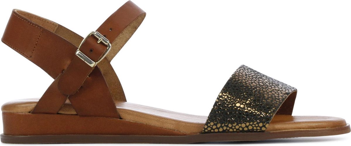 Red Rag Vrouwen Leren  Sandalen / Damesschoenen 79374 - Cognac - Maat 36