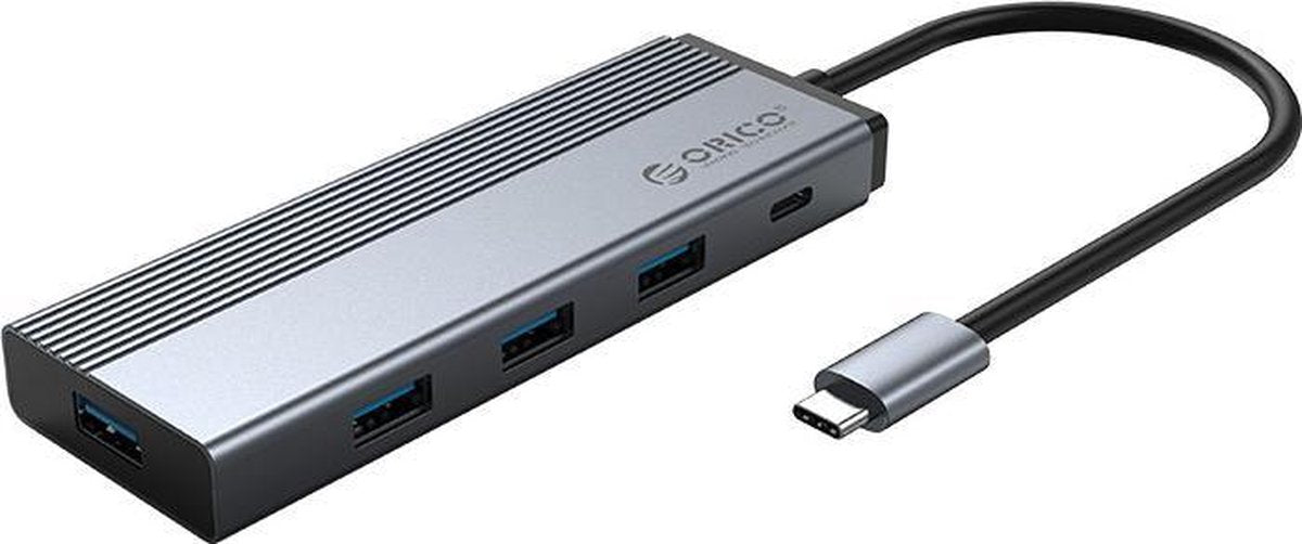 ORICO 5-in-1 USB-C hub - 4x USB 3.0 - 1x USB-C 100W Power Delivery - Grijs
