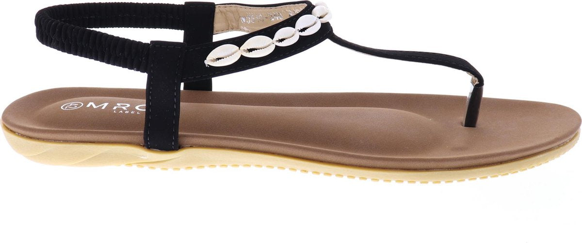 Mrch Label Nikki Slippers Dames - Zwart - Schelpjes - Maat 36